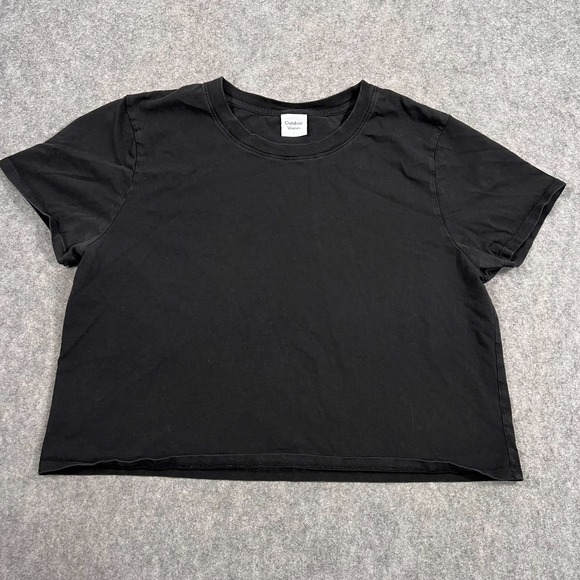 Outdoor Voices Black Short Sleeve Everyday Cropped T-Shirt Women's Size Large - Picture 1 of 6
